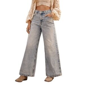 H&M Wide-Leg Cropped / Ankle-Length Light Blue Jeans boho